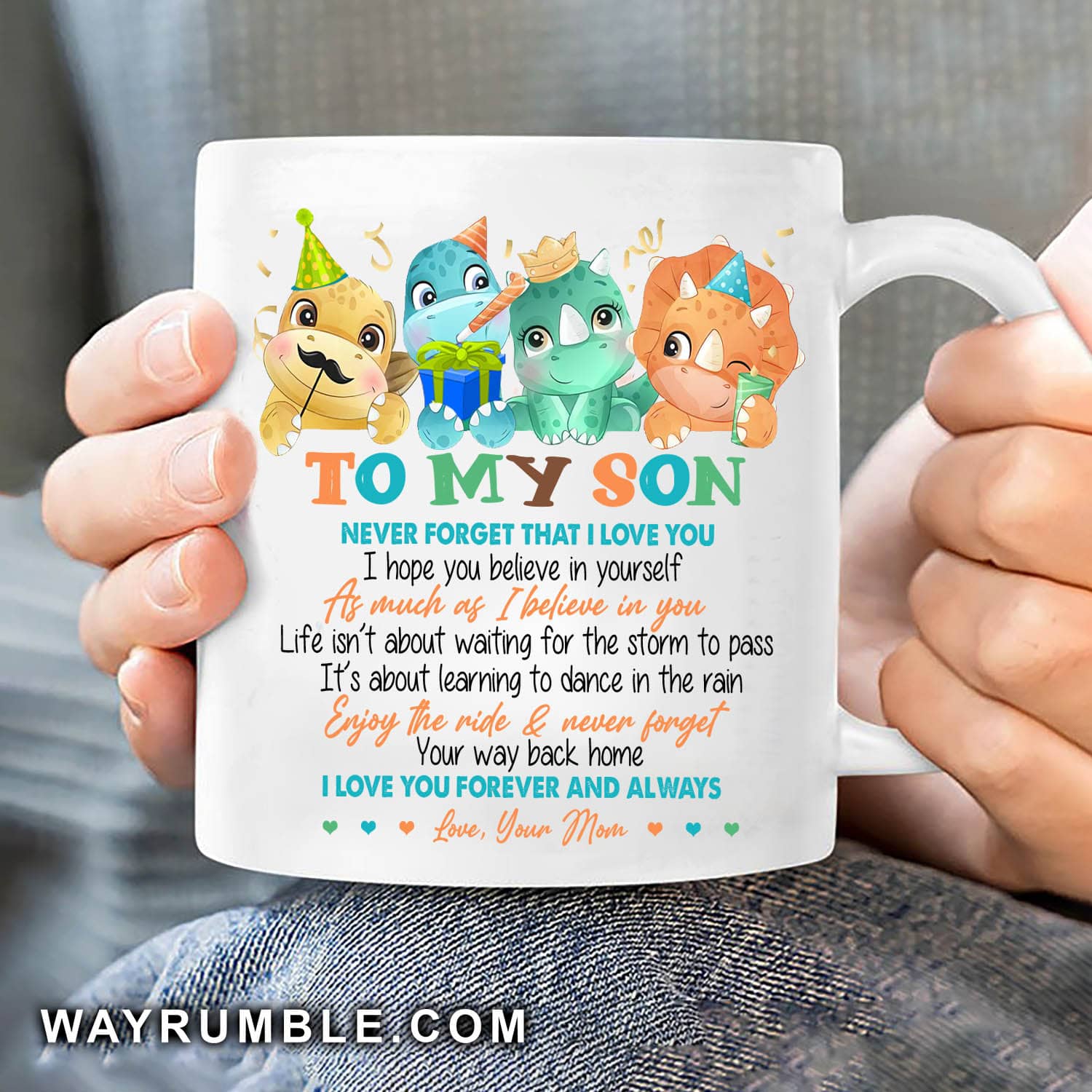 Mom to son, Little dinosaur, I love you forever and always - Family White Mug