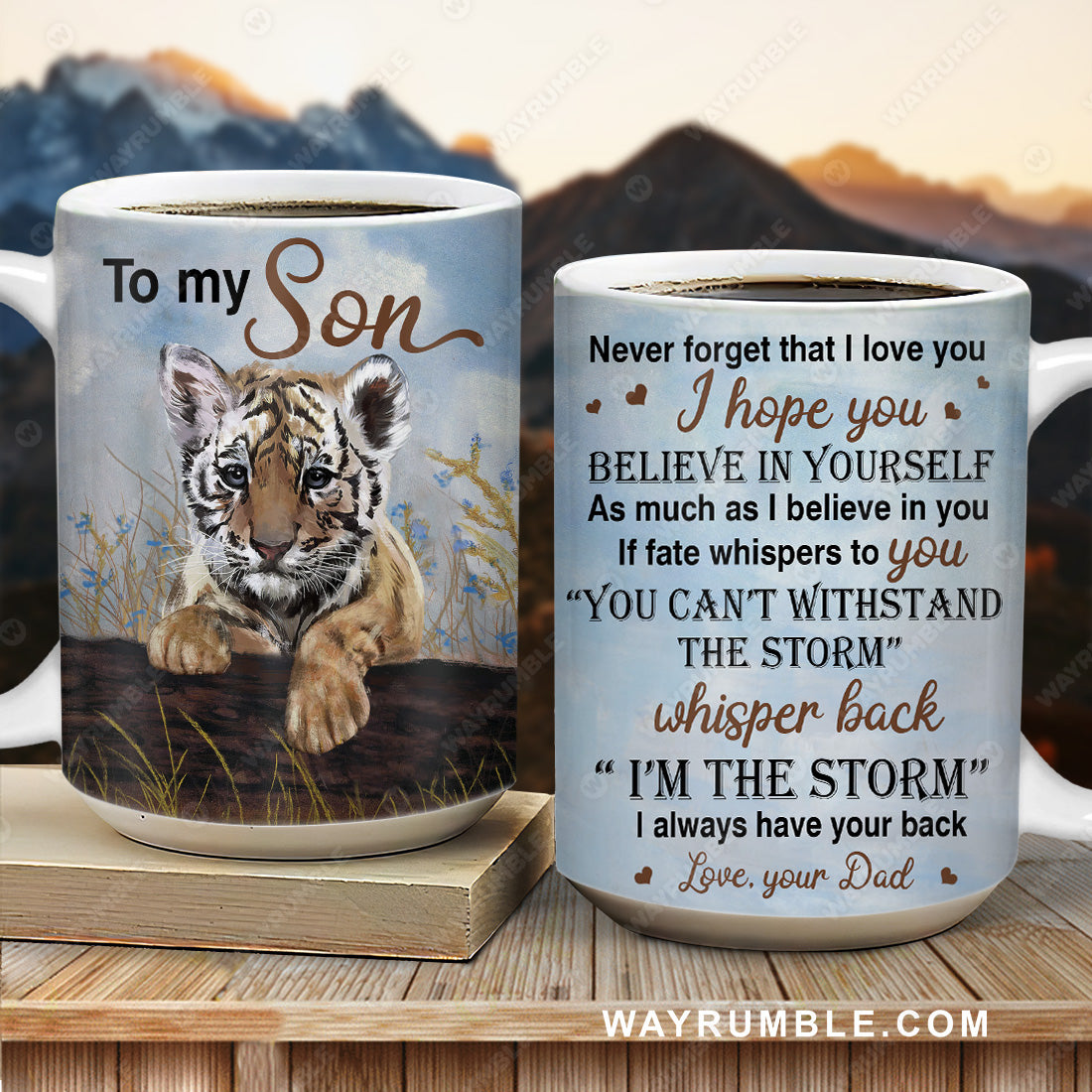 Dad to son, Tiger cub, Tiger painting, I always have your back - Family AOP Mug