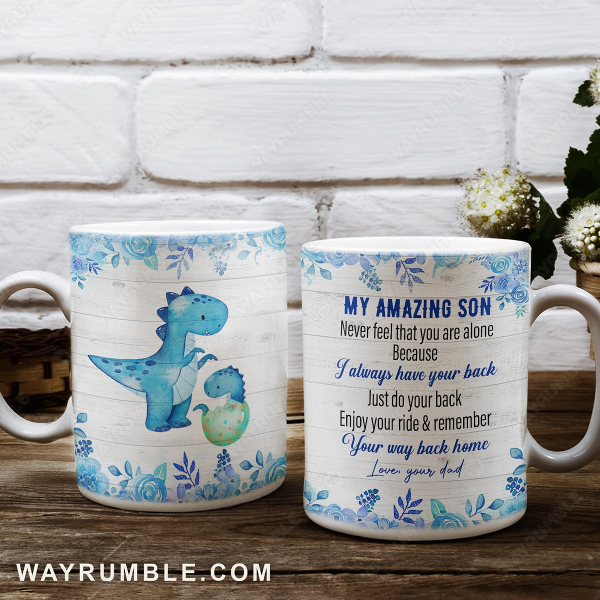 Dad to son, Cute Dinosaur, I always have your back - Family AOP Mug