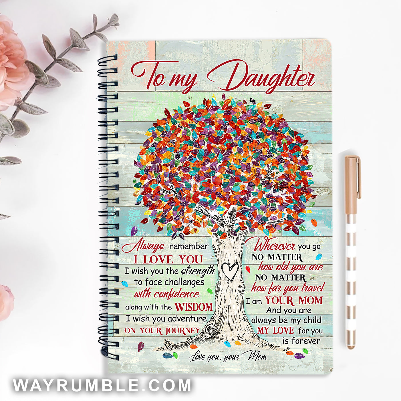 Gift for daughter from mom, You are always be my child - Family, Autumn tree Spiral Journal