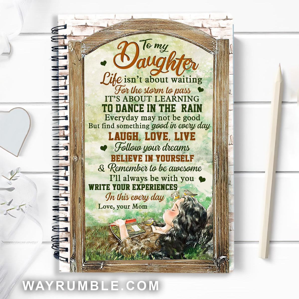 Mom to daughter, Girl sleeping under the tree, I will always be with you - Family Spiral Journal