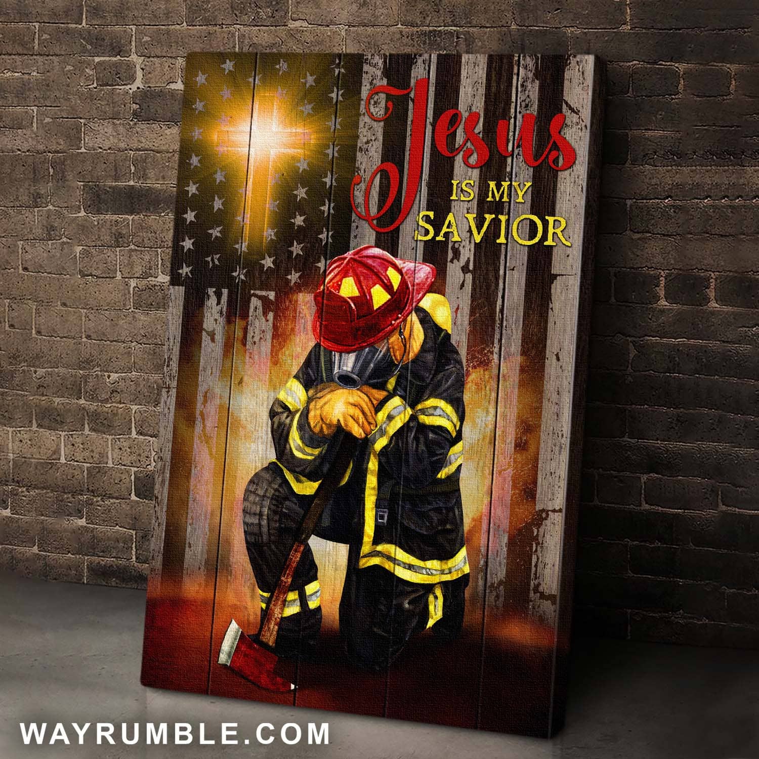 Jesus, Firefighter, Fireman - Jesus is my savior Portrait Canvas Prints, Wall Art