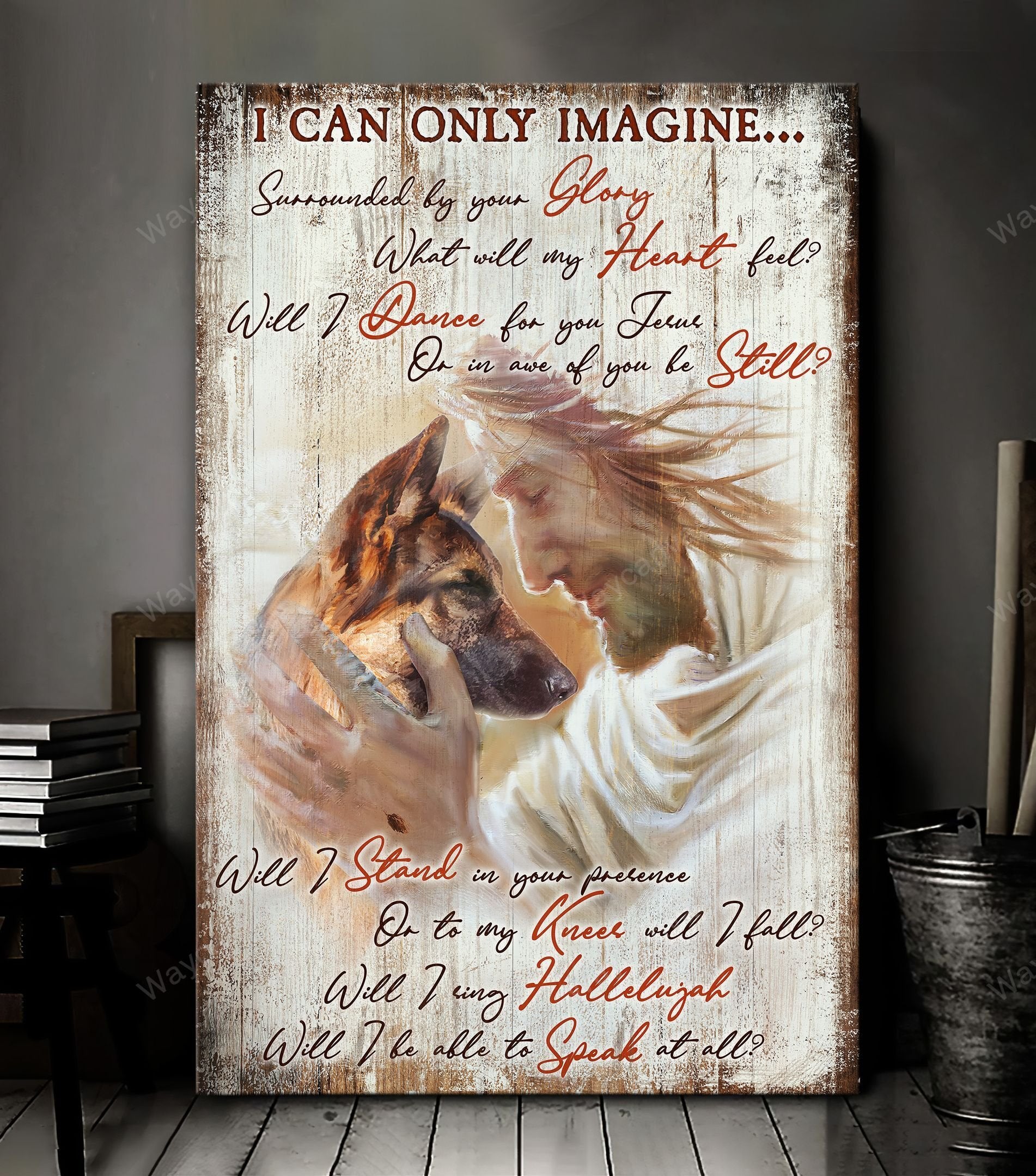 German shepherd dog, Jesus drawing, Beautiful halo, I can only imagine - Jesus Portrait Canvas Prints, Wall Art