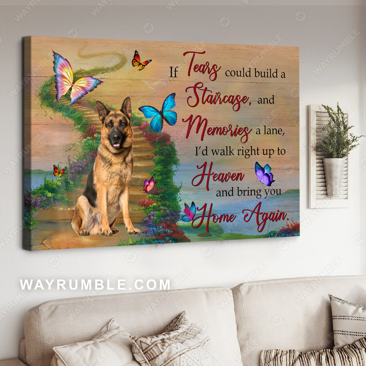 German Shepherd, Dog drawing, Road to heaven, I&#39;d bring you home again - Heaven Landscape Canvas Prints, Wall Art