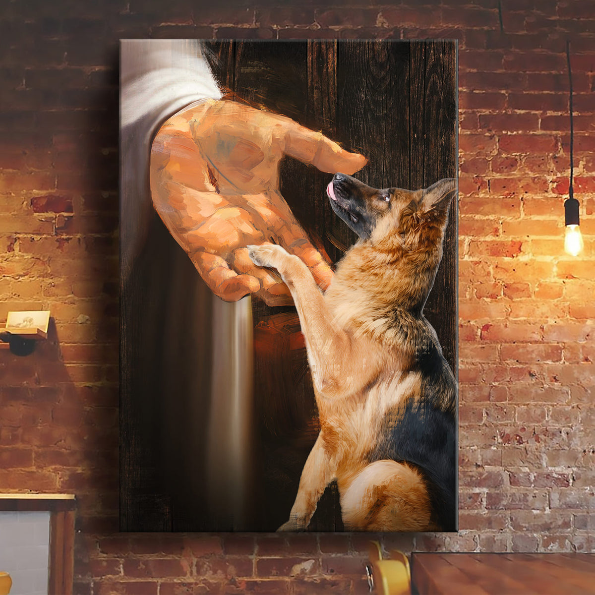 German Shepherd painting, Jesus hands- Jesus Portrait Canvas Prints, Wall Art