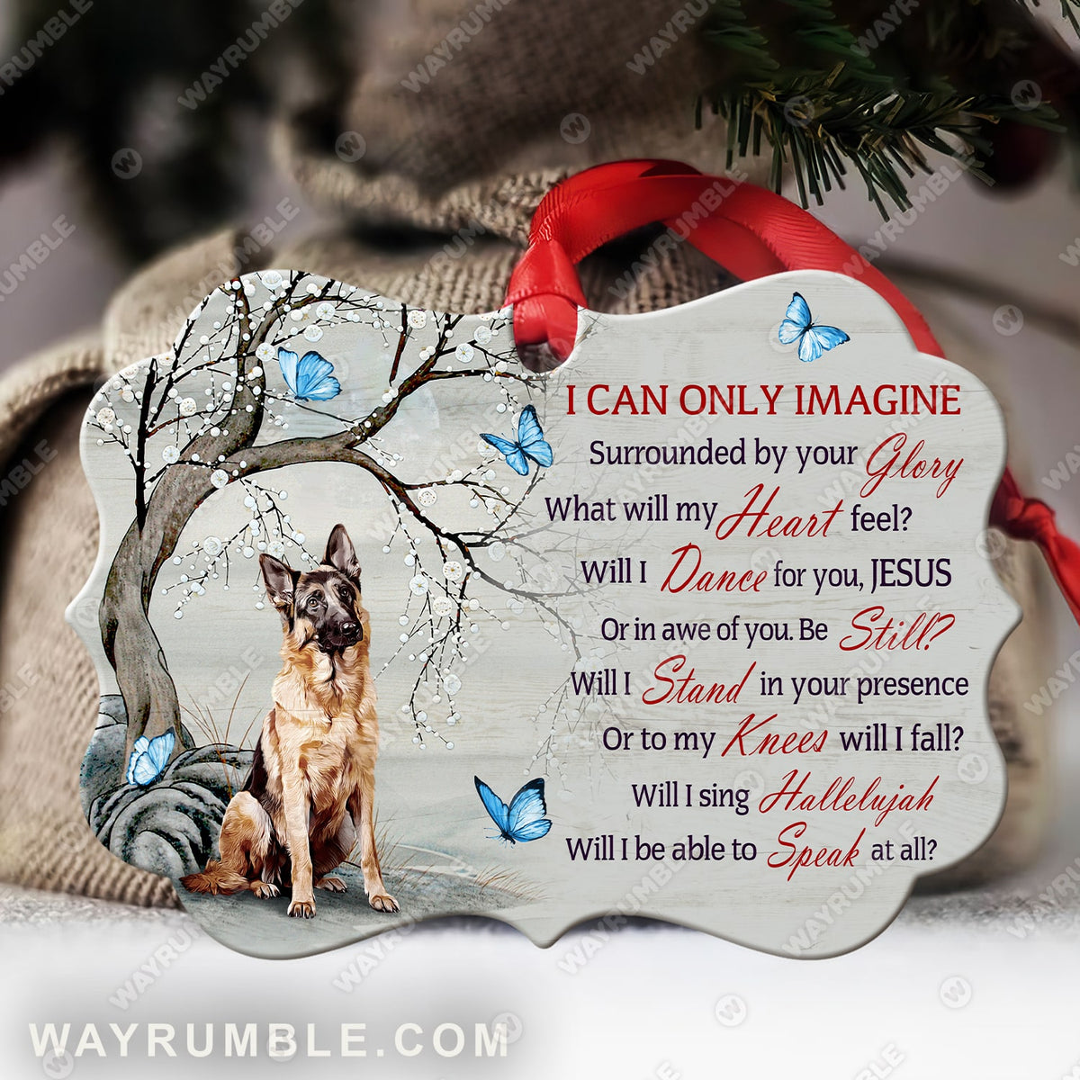 German Shepherd under the tree, I can only imagine - Dog Aluminum Ornament