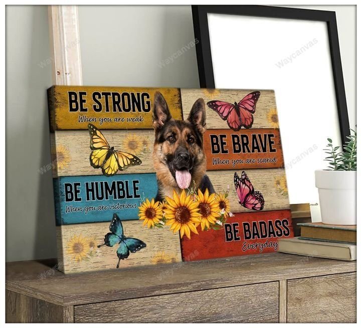 German Shepherd, Colorful Butterfly, Be badass everyday - German Shepherd Landscape Canvas Prints, Wall Art