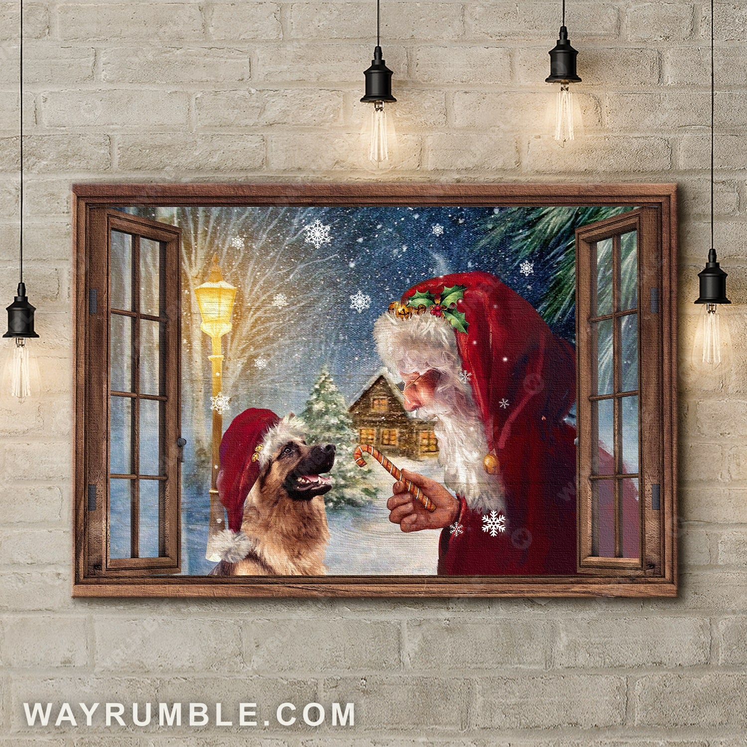 German Shepherd, Santa Clause, Sweet Christmas gift - Jesus, Dog, Christmas Landscape Canvas Prints, Wall Art
