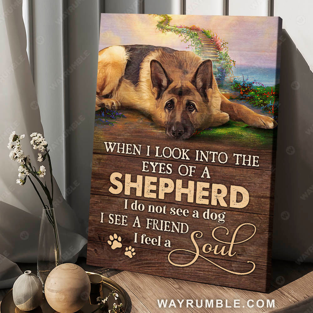 German Shepherd, On the flower bed, I do not see a dog, I see a friend - Dog Portrait Canvas Prints, Wall Art