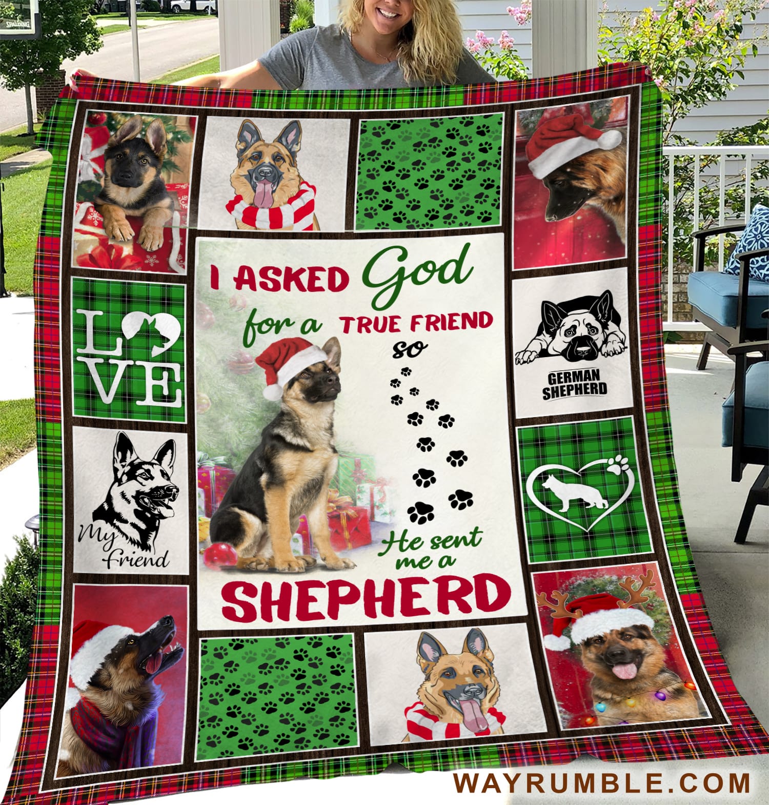 German Shepherd - Christmas - I asked God for a true friend - Blanket