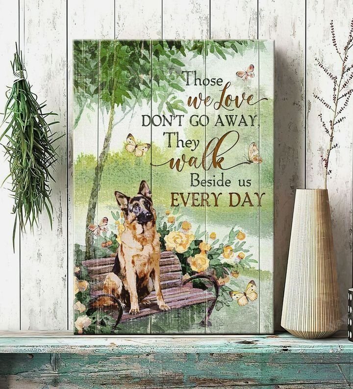 German shepherd, Park, Butterfly, Those we love don't go away - German Shepherd Portrait Canvas Prints, Wall Art