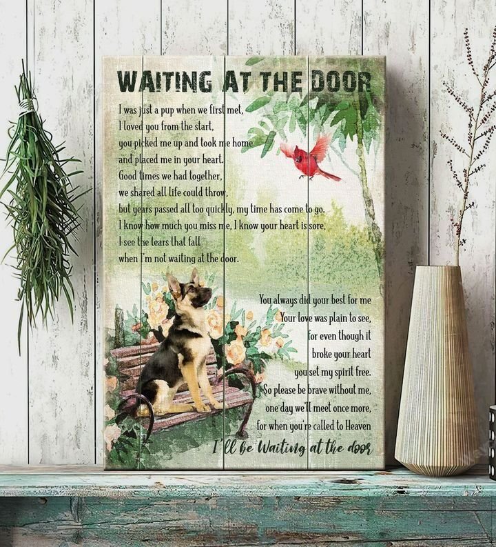 German shepherd, Park, Cardinal, Waiting at the door for you - German Shepherd Portrait Canvas Prints, Wall Art