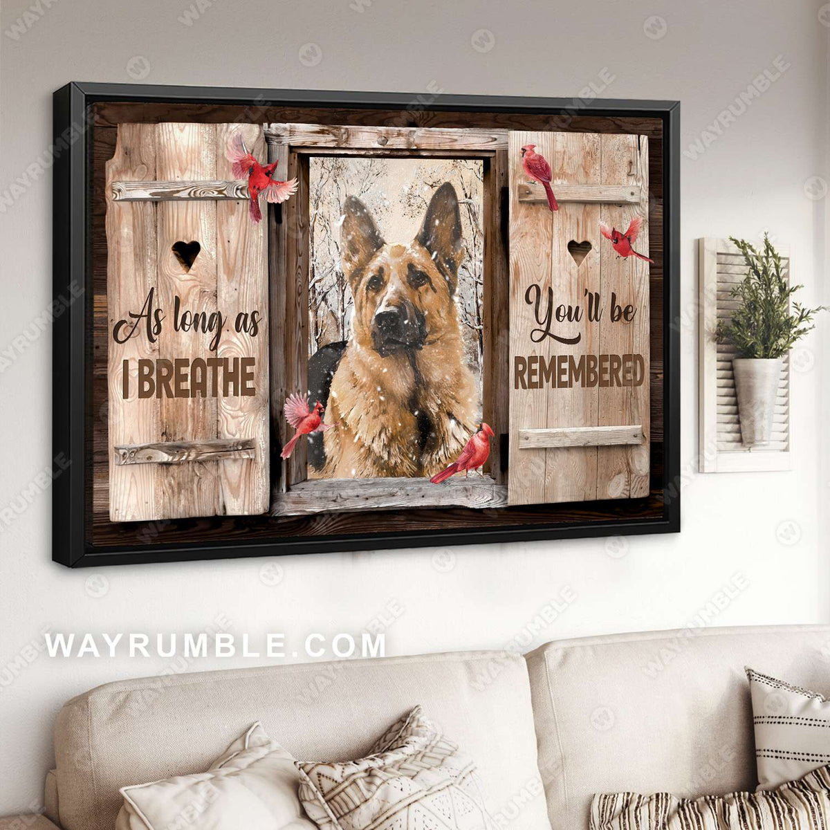 German Shepherd drawing, Cardinals, You&#39;ll be remembered - Heaven Landscape Canvas Prints, Wall Art