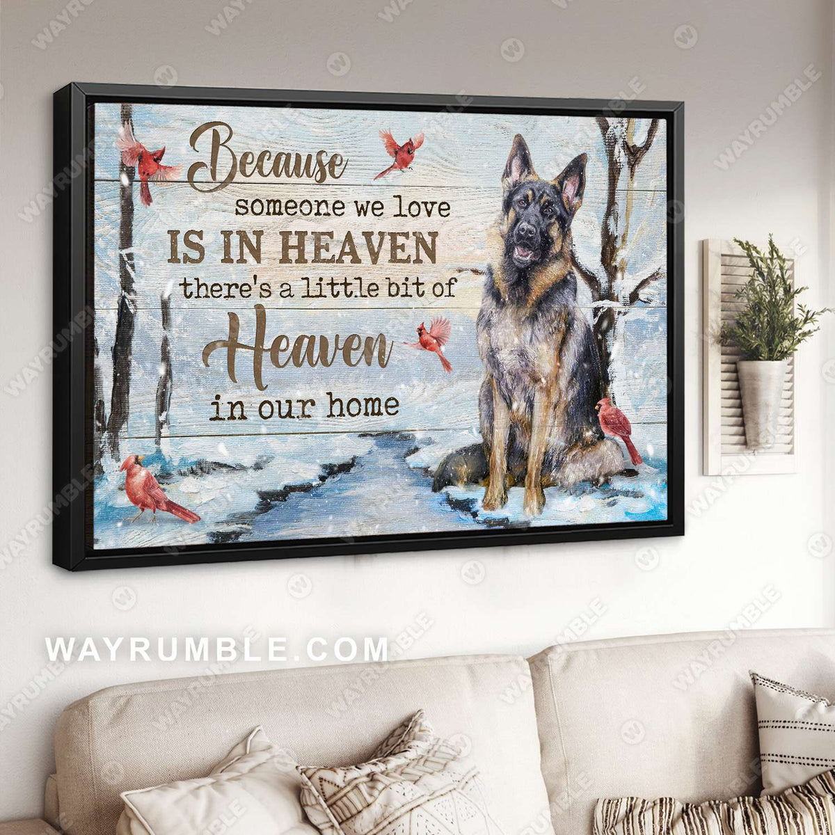 German Shepherd drawing, Cardinals, Winter forest, There&#39;s a little bit of heaven in our home - Heaven Landscape Canvas Prints, Wall Art