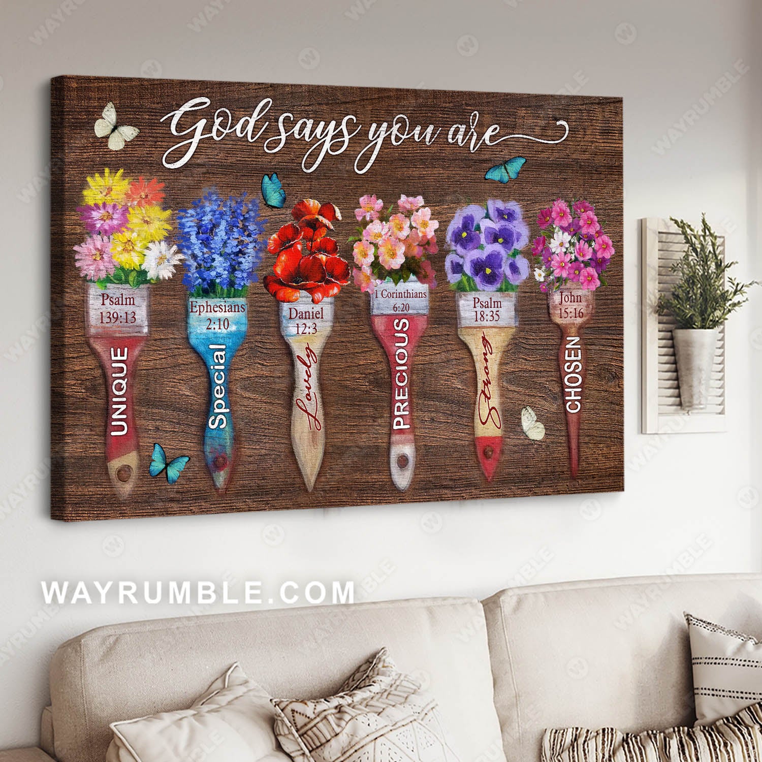 Butterfly drawing, Painting brush, Types of flowers, God says you are - Jesus Landscape Canvas Prints, Christian Wall Art