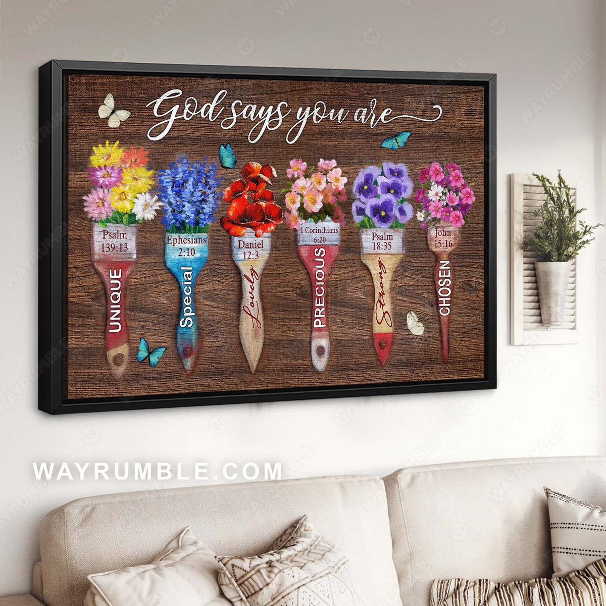 Butterfly drawing, Painting brush, Types of flowers, God says you are - Jesus Landscape Canvas Prints, Christian Wall Art