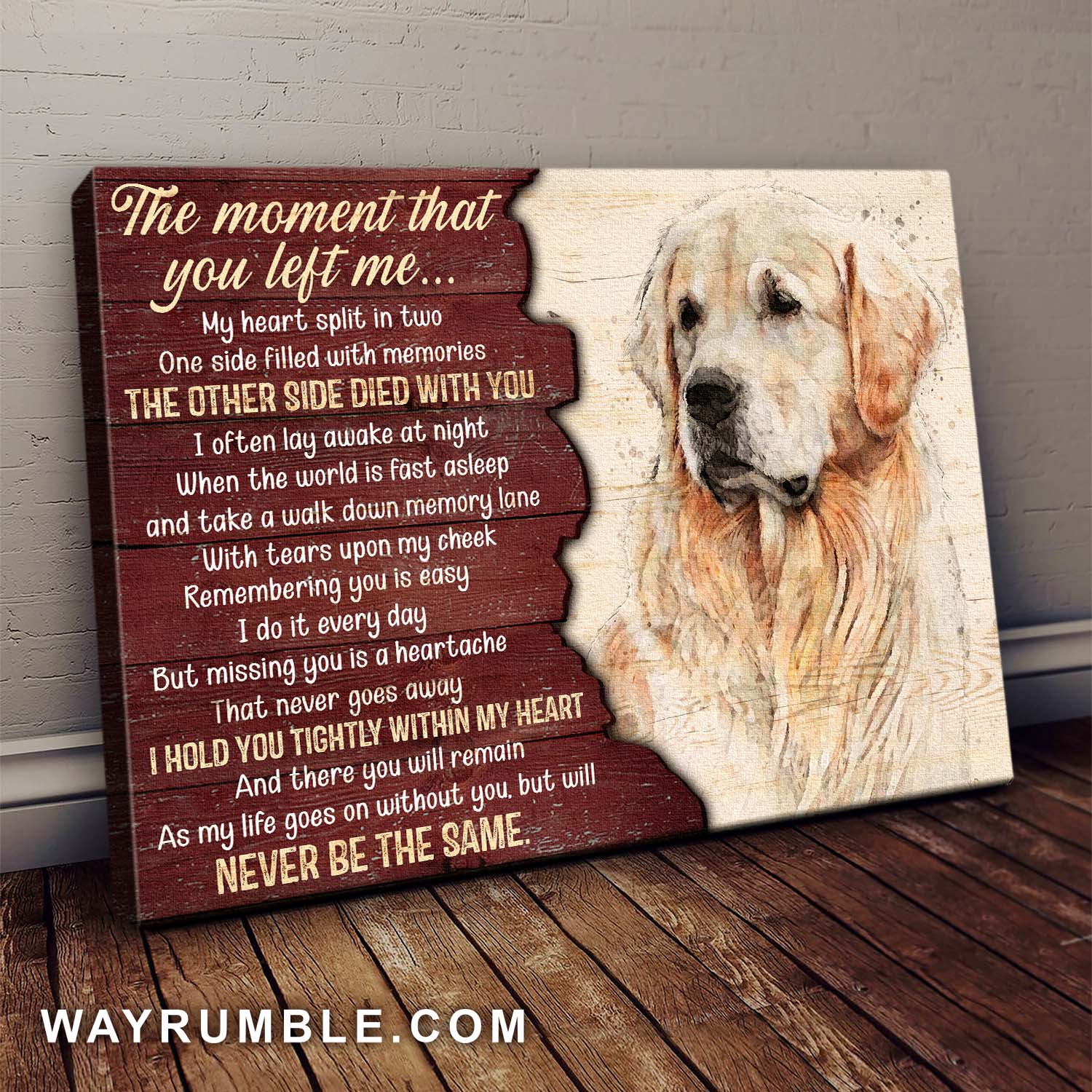 Golden retriever, The moment that you left me, my life is never the same - Dog Landscape Canvas Prints, Wall Art
