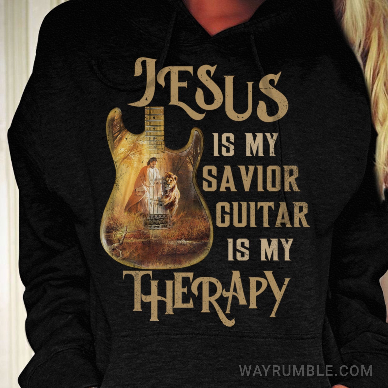 Jesus painting, Jesus is my savior, Guitar is my therapy - Jesus, Guitarist Black Apparel