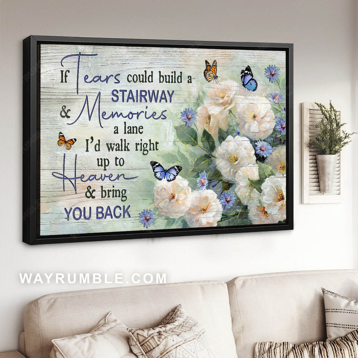 Blue daisy, White camellia, Beautiful butterfly, If tears could build a stairway - Heaven Landscape Canvas Prints, Wall Art