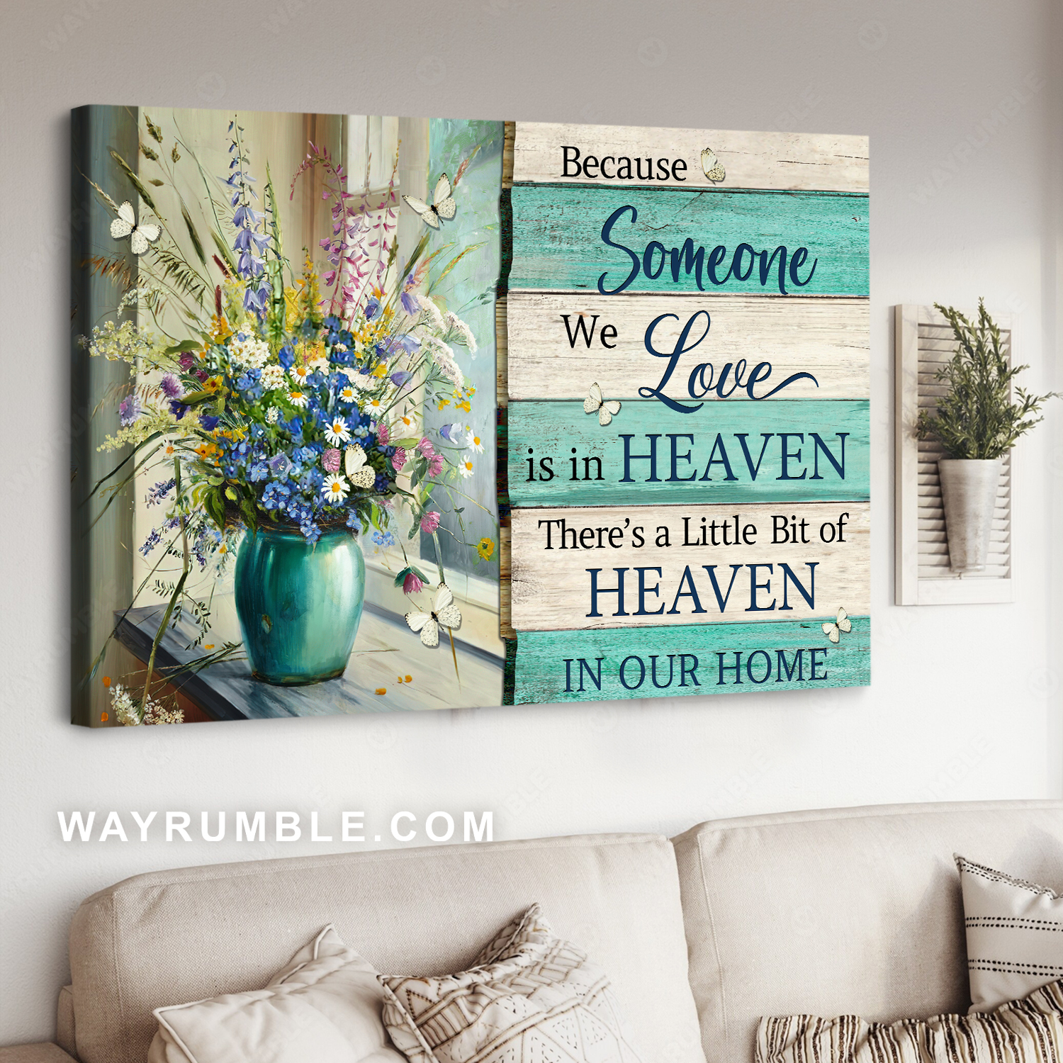 Wildflowers, Still life painting, Butterfly, Because someone we love is in heaven - Heaven Landscape Canvas Prints, Wall Art