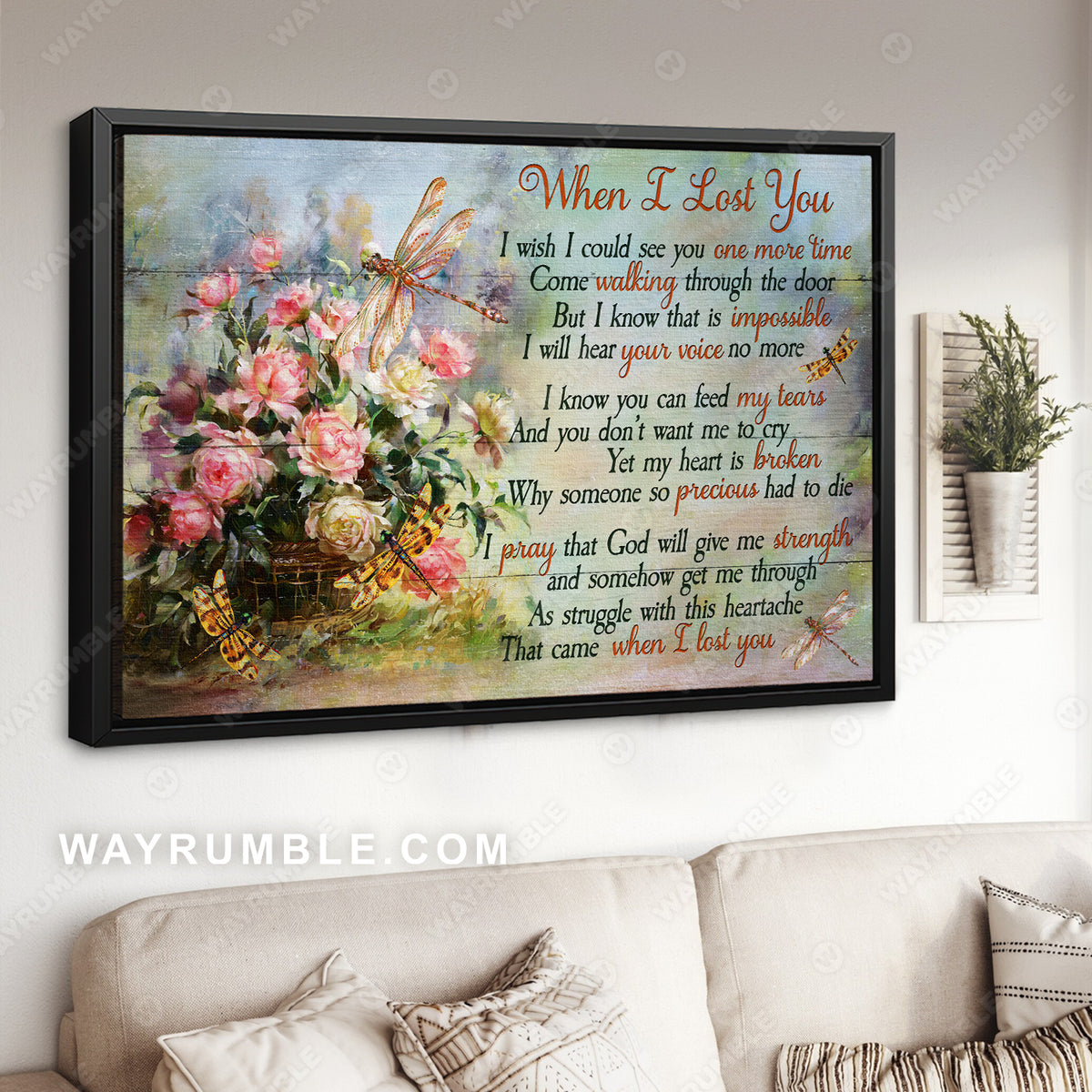 Pretty rose flower, Little dragonfly, When I lost you - Heaven Landscape Canvas Prints, Wall Art