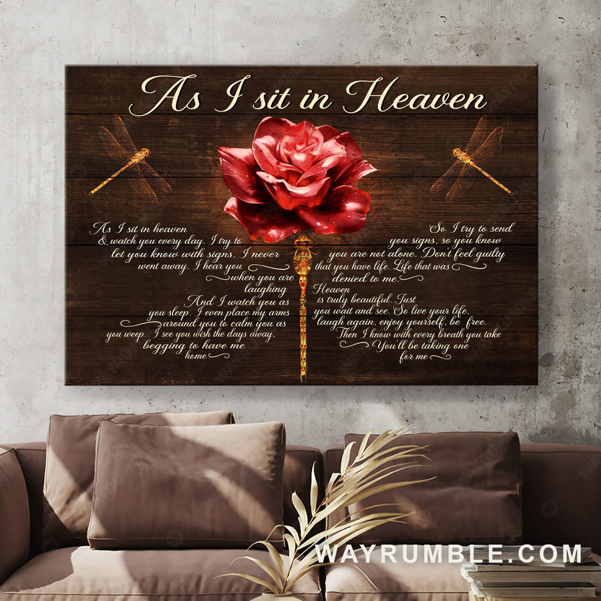 Red rose painting, Beautiful dragonfly drawing, As I sit in heaven - Heaven Landscape Canvas Prints, Wall Art