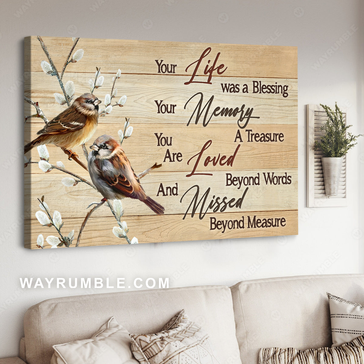 Brown sparrow, Baby flower, Spring drawing, Your life was a blessing - Heaven Landscape Canvas Prints, Wall Art