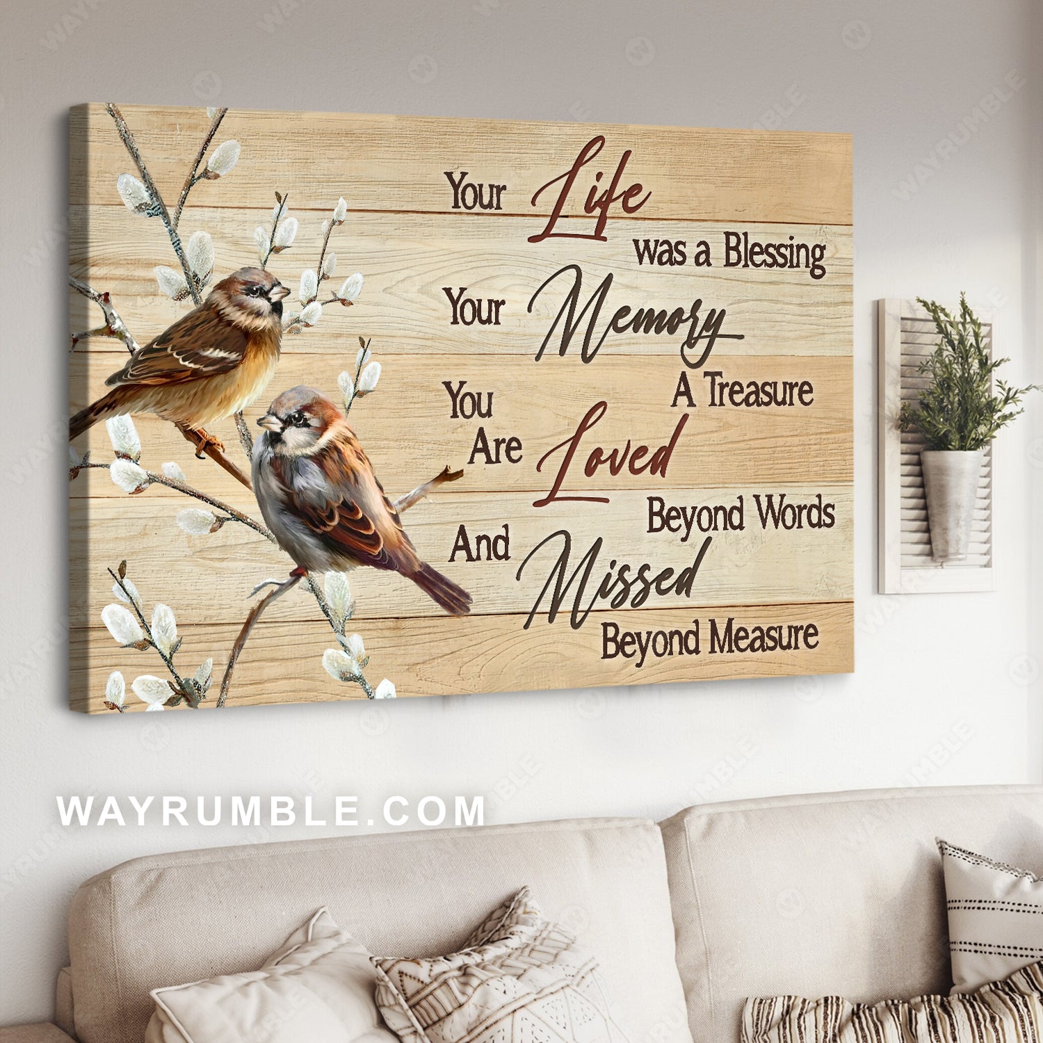 Brown sparrow, Baby flower, Spring drawing, Your life was a blessing - Heaven Landscape Canvas Prints, Wall Art