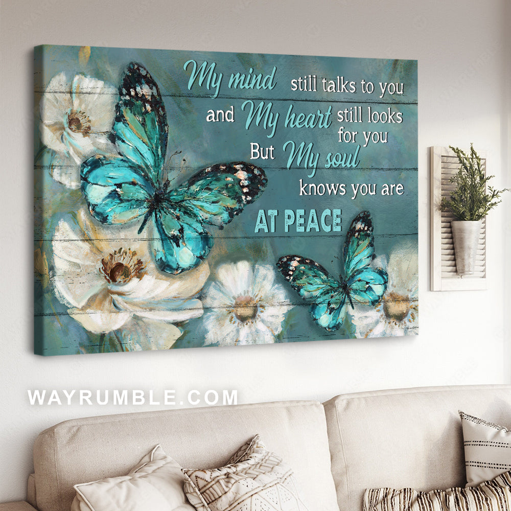 Blue butterfly, Watercolor jasmine, My mind still talks to you - Heaven Landscape Canvas Prints, Wall Art