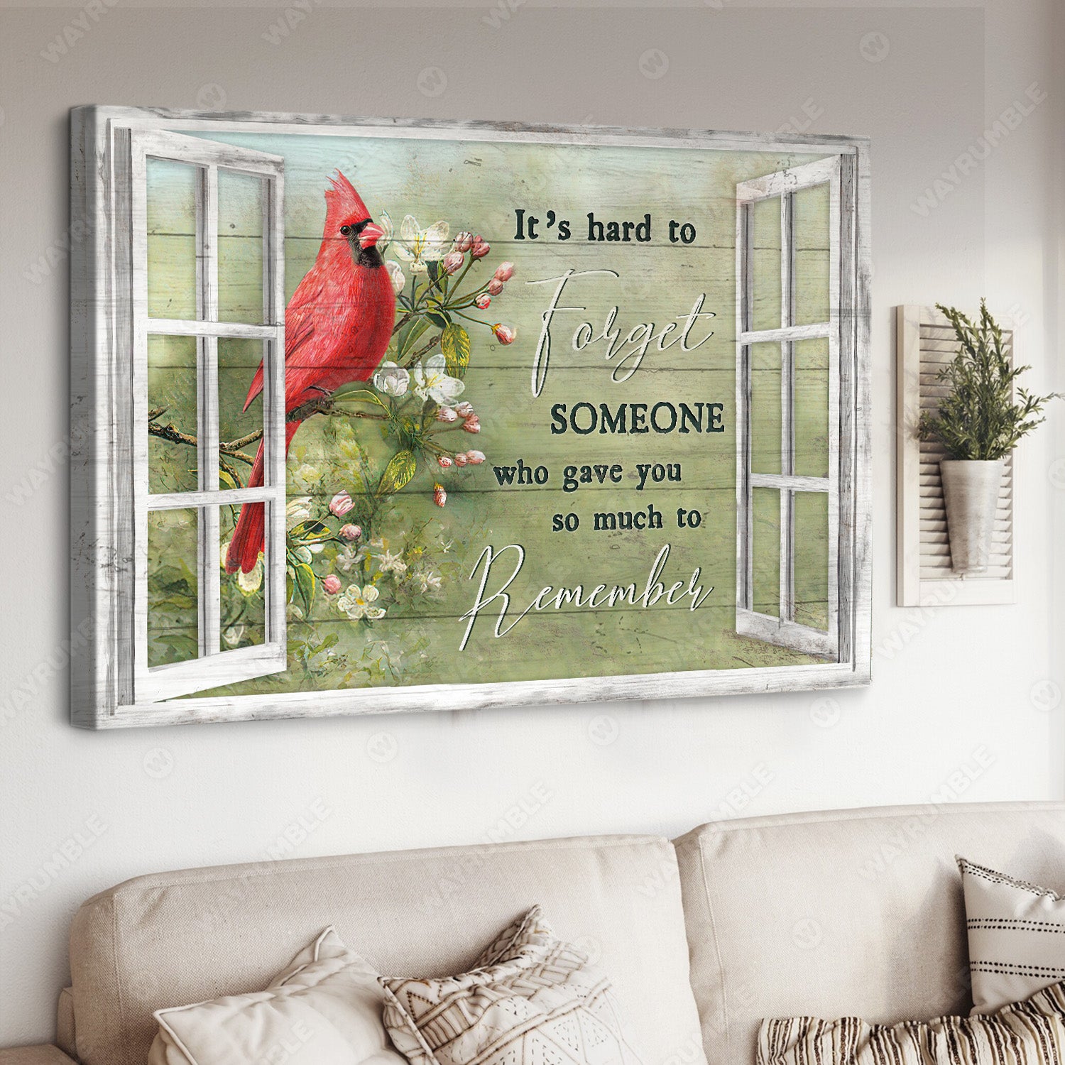 Green forest, Amazing cardinal, Jasmine flower, It's hard to forget someone - Heaven Landscape Canvas Prints, Wall Art