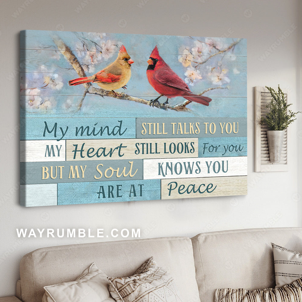 Spring painting, Cardinal drawing, My mind still talks to you - Heaven Landscape Canvas Prints, Wall Art