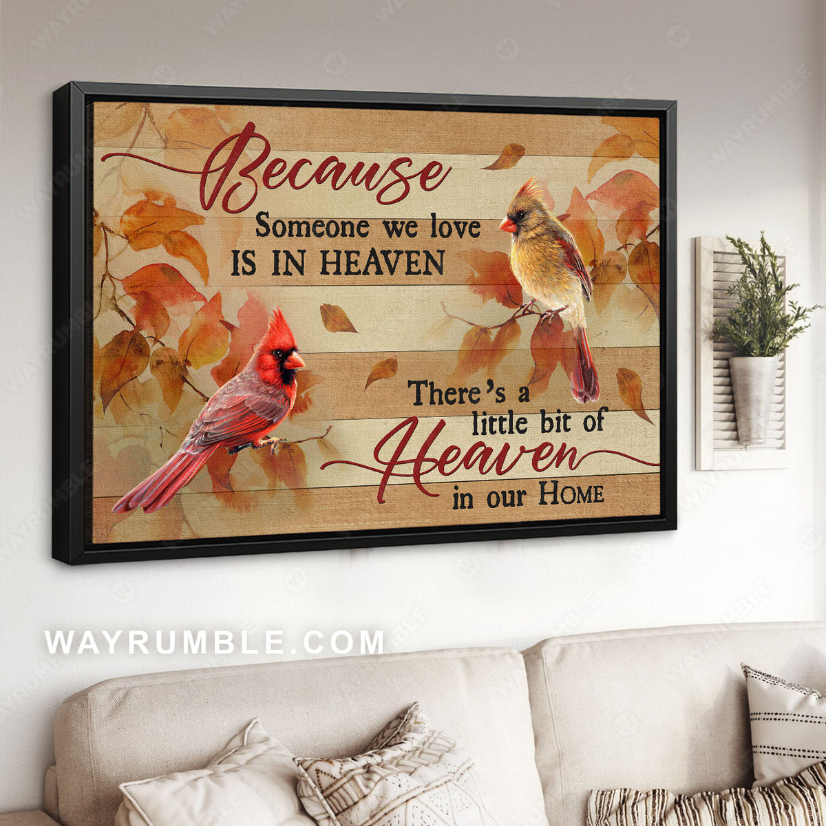 Pretty autumn forest, Cardinal painting, Because someone we love is in heaven - Heaven Landscape Canvas Prints, Wall Art