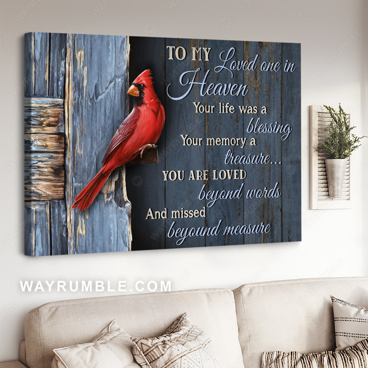 Amazing cardinal, Antique door, To my loved one in heaven - Heaven Landscape Canvas Prints, Wall Art