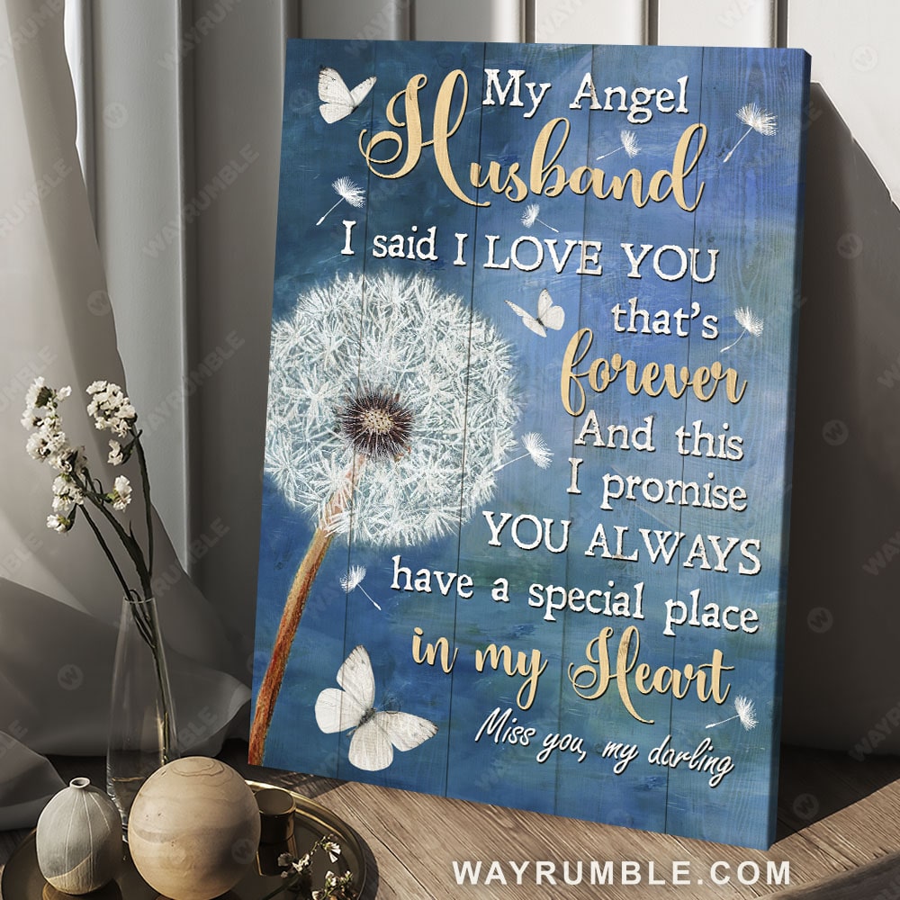 Dandelion drawing, White butterfly, Blue night, My angel husband - Heaven Portrait Canvas Prints, Wall Art