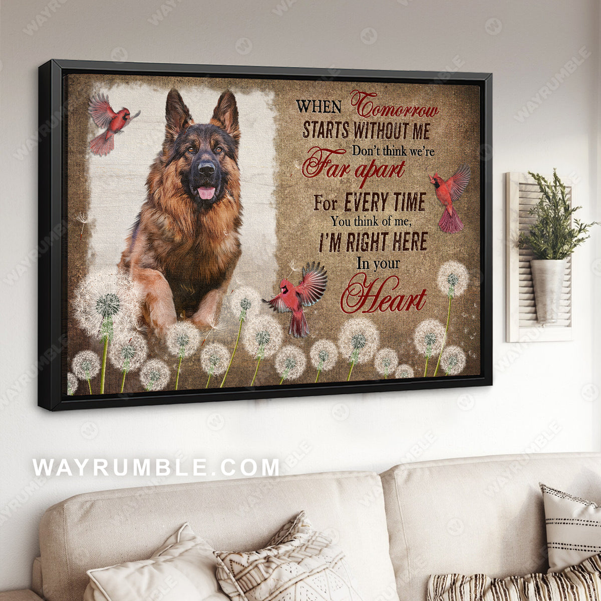 German shepherd drawing, Dandelion field, Cardinal, When tomorrow starts without me - Heaven Landscape Canvas Prints, Wall Art