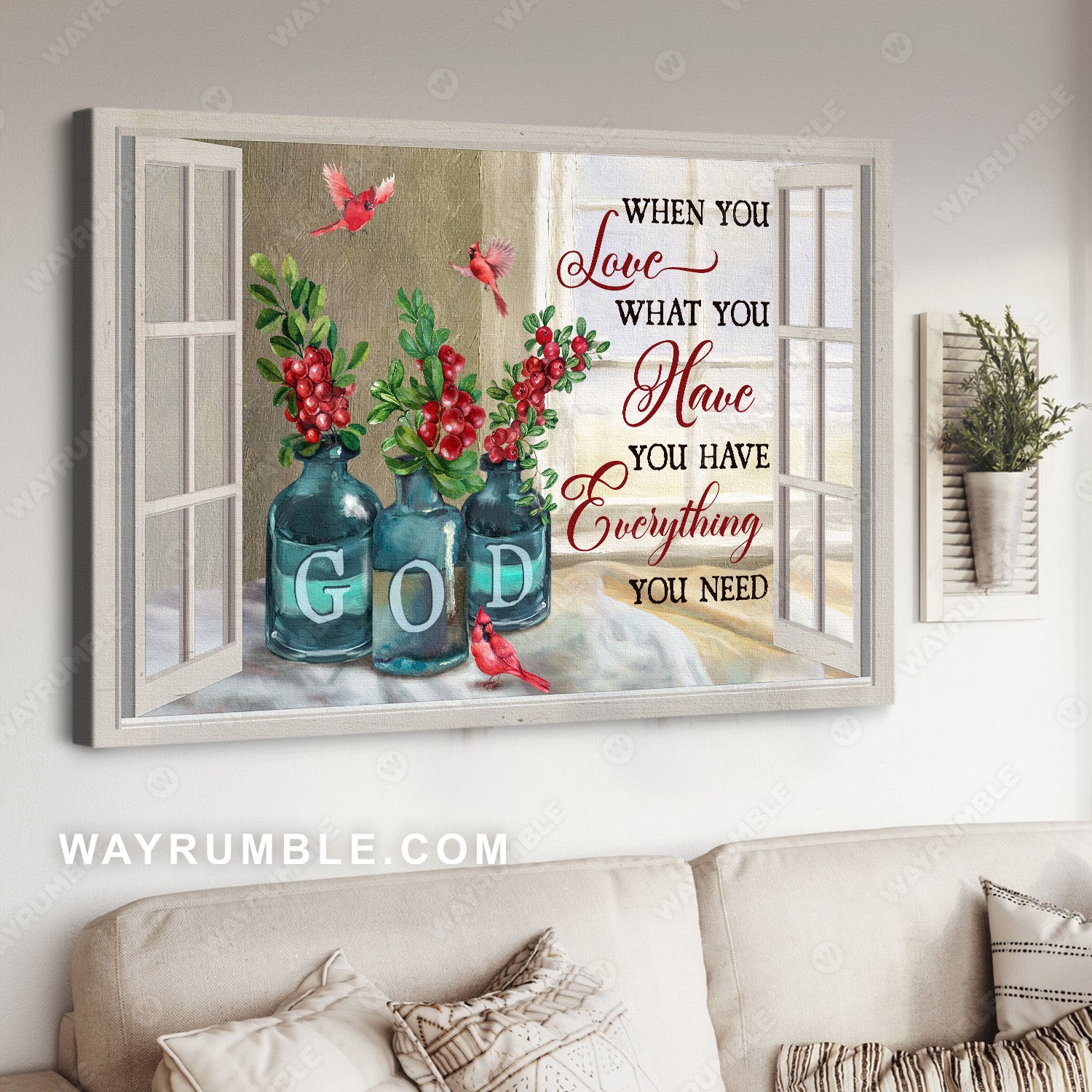 Red cranberry, Cardinal drawing, You have everything you need - Heaven Landscape Canvas Prints, Wall Art