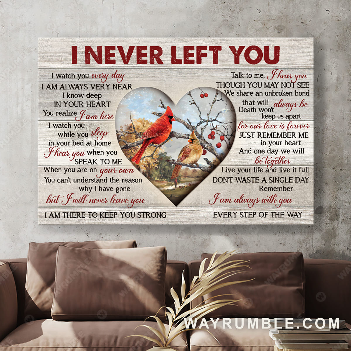 Spring painting, Cardinal drawing, Heart frame, I never left you - Heaven Landscape Canvas Prints, Wall Art
