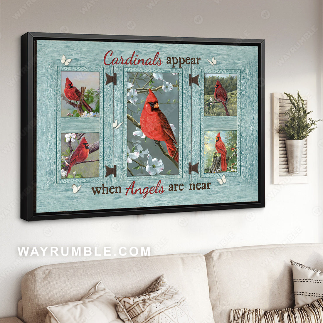 Beautiful cardinal, Spring painting, Jasmine, Cardinals appear when angels are near - Heaven Landscape Canvas Prints, Wall Art