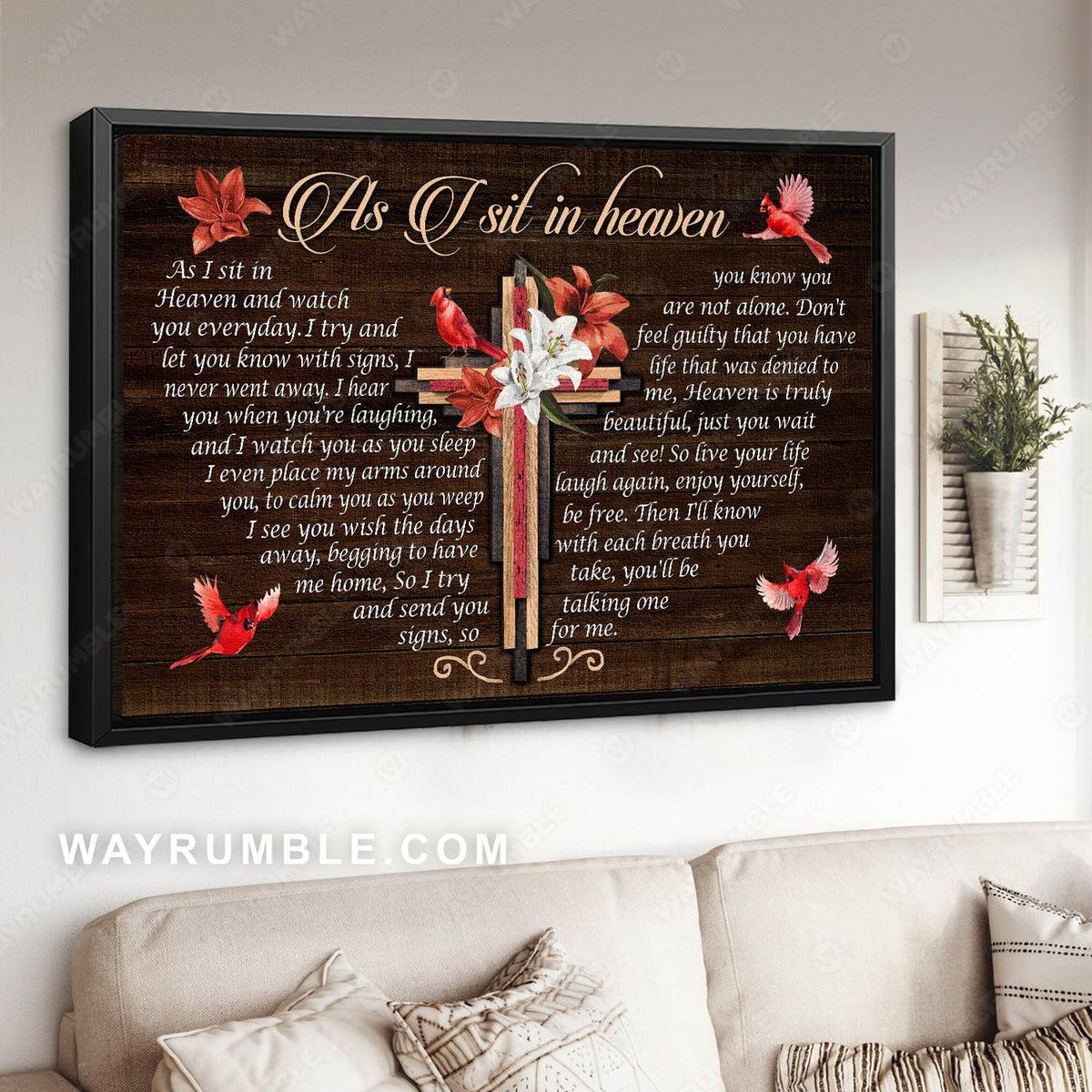 Big cross, Lily flower painting, Red cardinal, As I sit in heaven - Heaven Landscape Canvas Prints, Wall Art