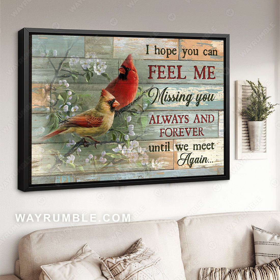 Pretty jasmine forest, Watercolor cardinal, I hope you can feel me - Heaven Landscape Canvas Prints, Wall Art