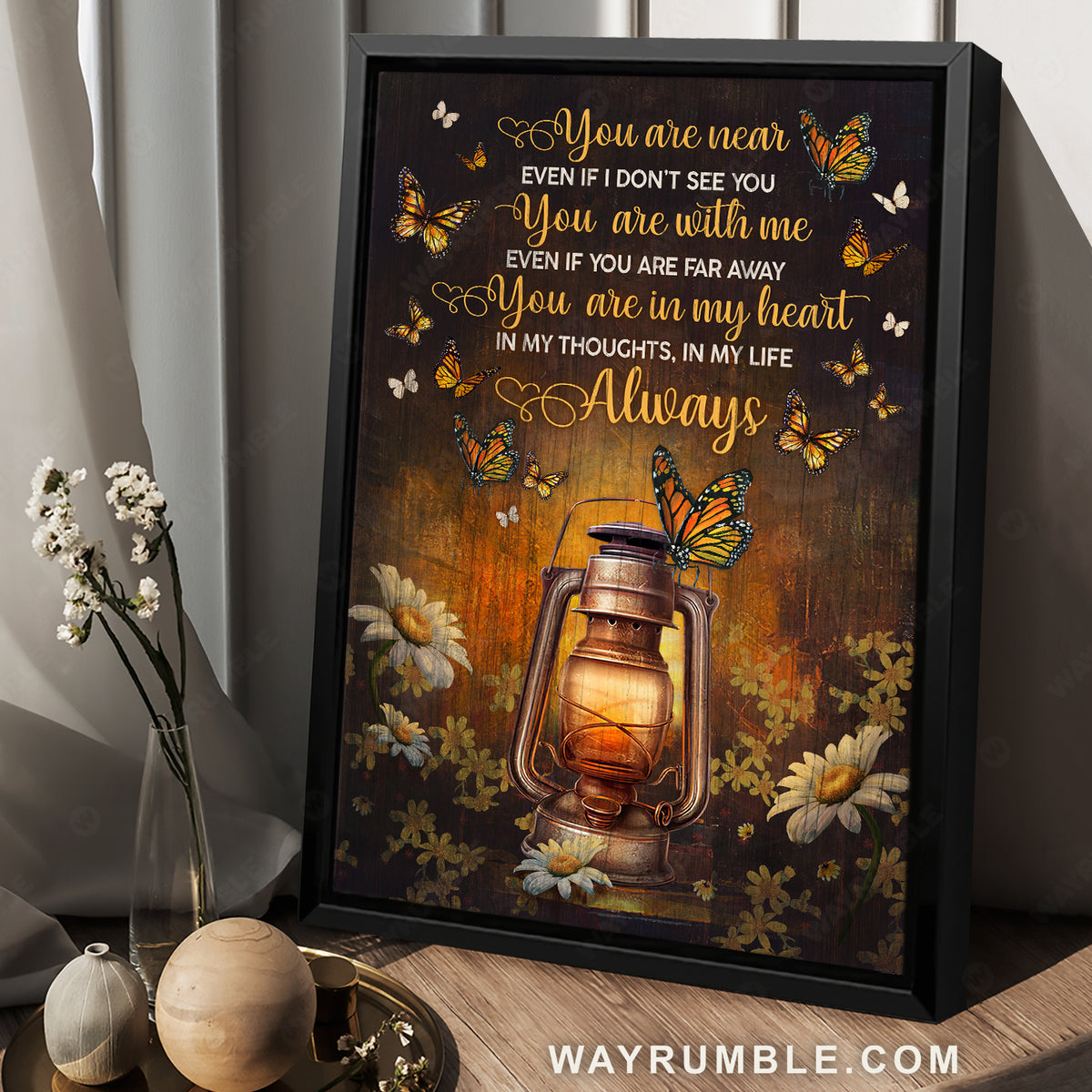 Antique lantern, Beautiful night, Orange butterfly, You are in my heart - Heaven Portrait Canvas Prints, Wall Art