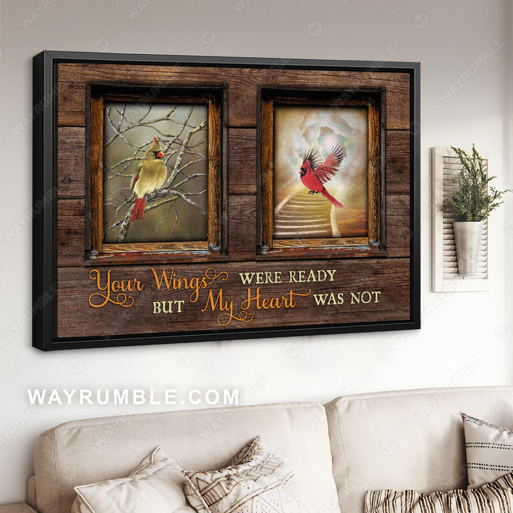 Small window, Watercolor cardinal, Way to heaven, Your wings were ready - Heaven Landscape Canvas Prints, Wall Art
