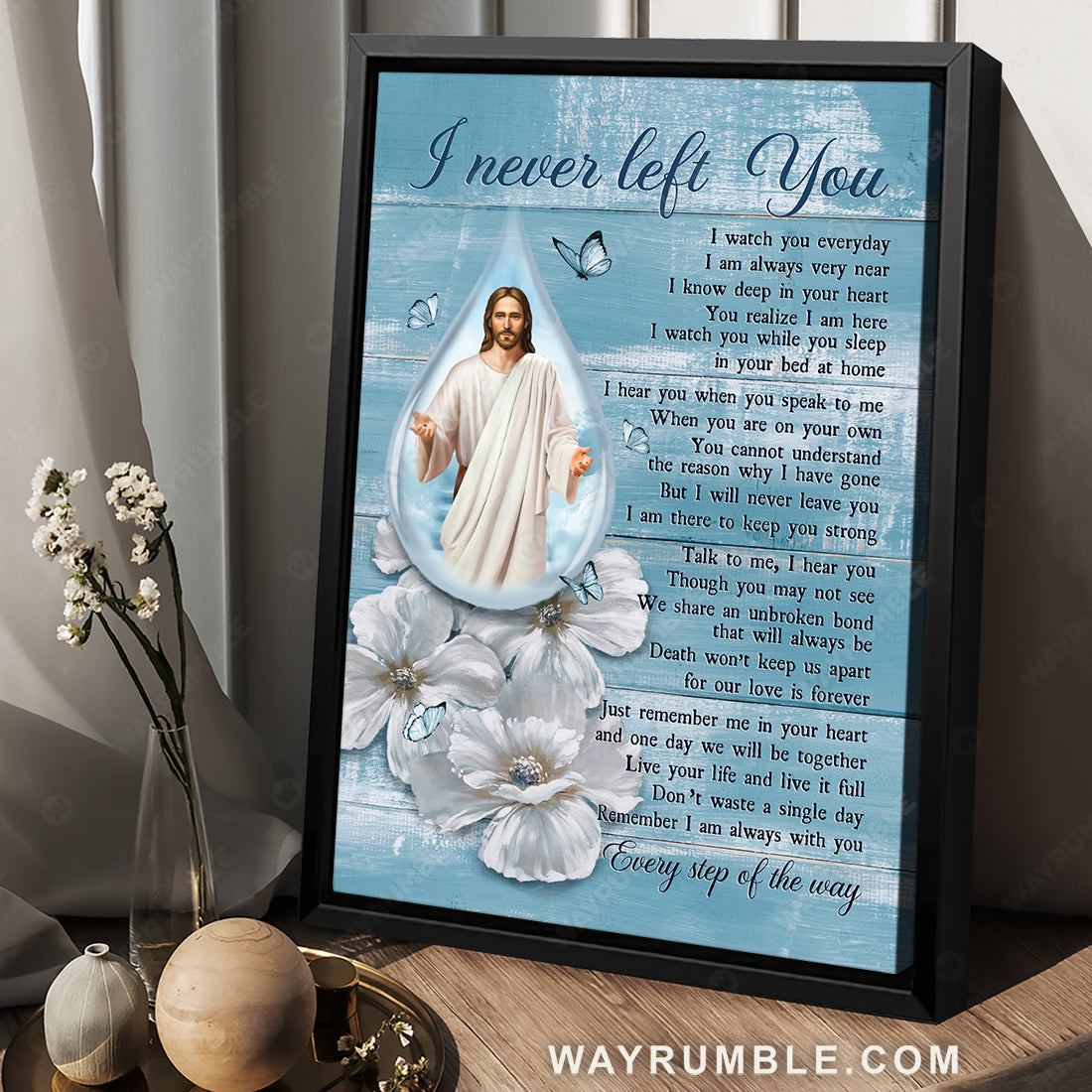 The life of Jesus, Camellia flower, Butterfly, I never left you - Heaven Portrait Canvas Prints, Wall Art