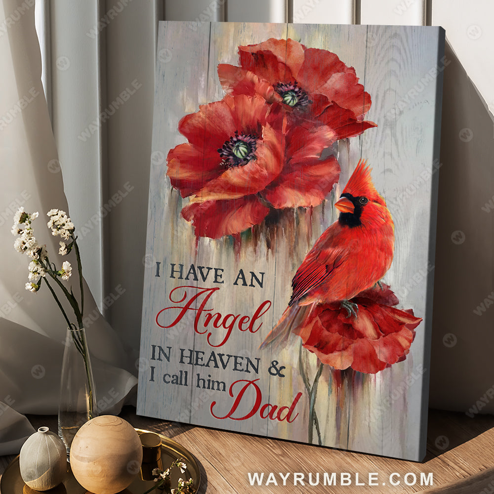Red poppy drawing, Still life painting, I have an angel in heaven - Heaven Portrait Canvas Prints, Wall Art