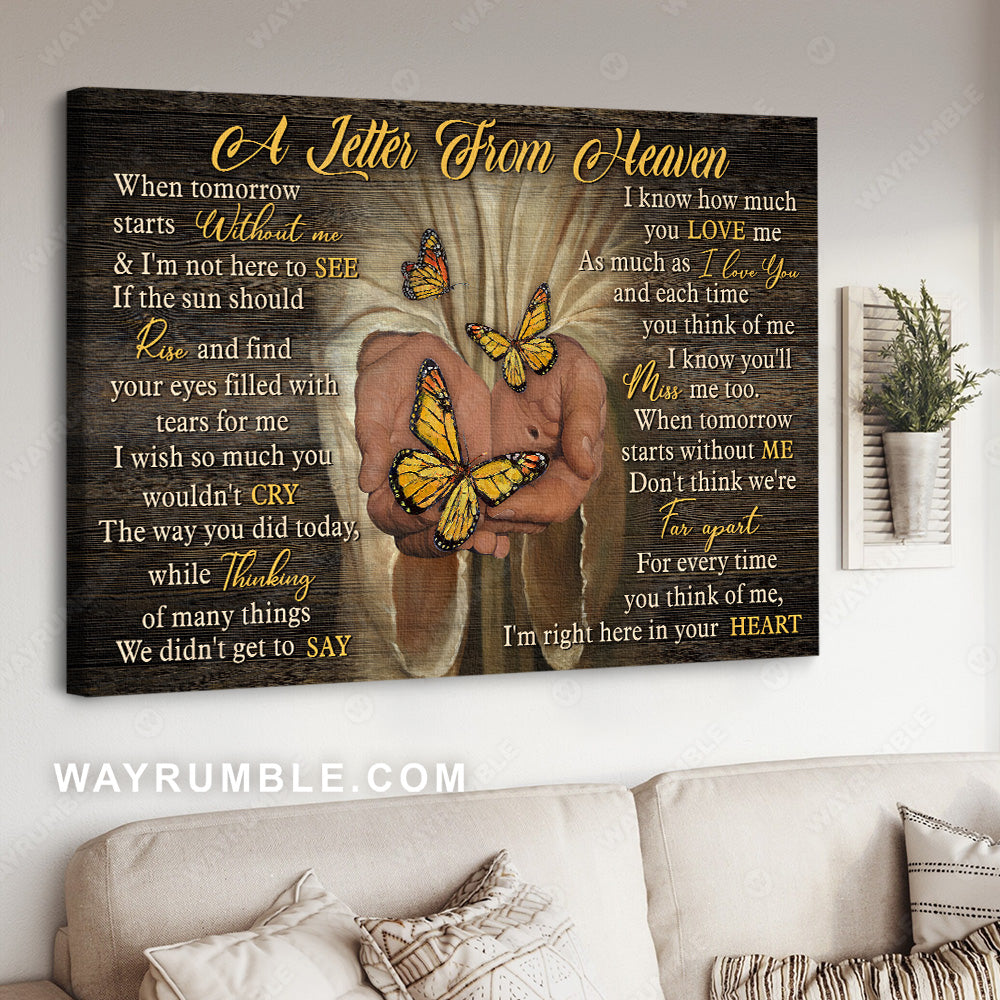 Yellow butterfly, Jesus painting, Take my hand, A letter from heaven - Heaven Landscape Canvas Prints, Christian Wall Art
