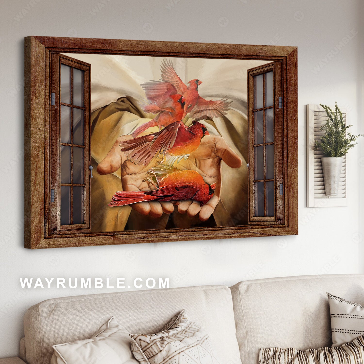 Beautiful cardinal, Jesus's hand, Infinite halo, Way to heaven - Heaven Landscape Canvas Prints, Wall Art