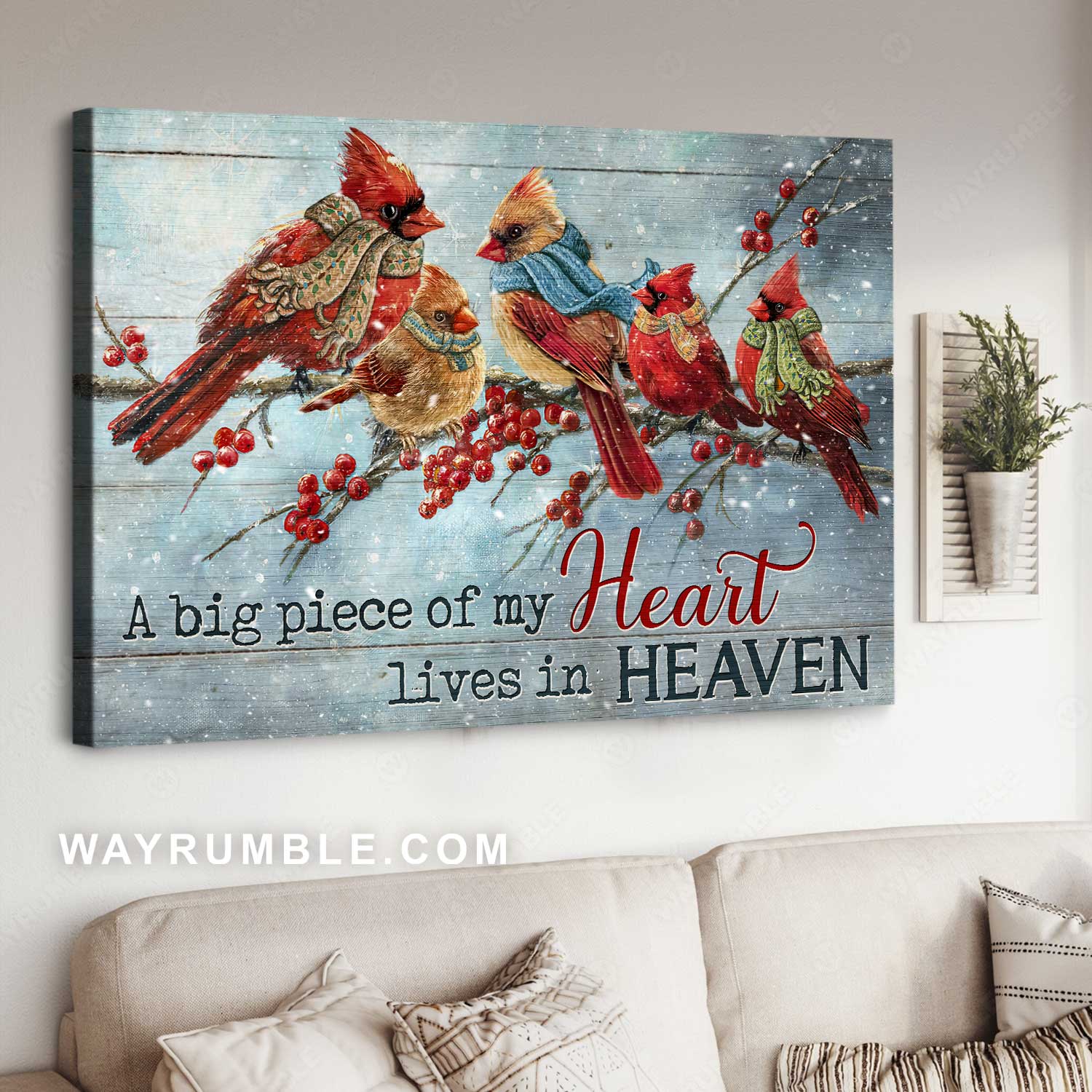 Unique cardinal, Lovely drawing, Cranberry forest, A big piece of my heart - Heaven Landscape Canvas Prints, Home Decor Wall Art