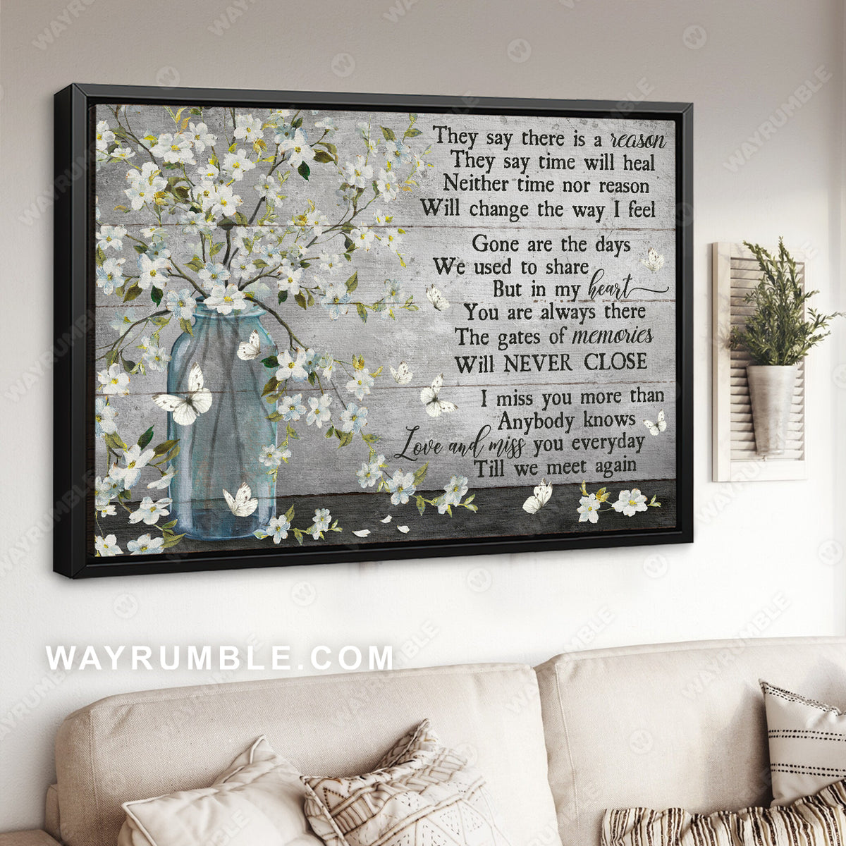 Beautiful white flower vase, Subtle background, They say time will heal - Heaven Landscape Canvas Prints, Wall Art