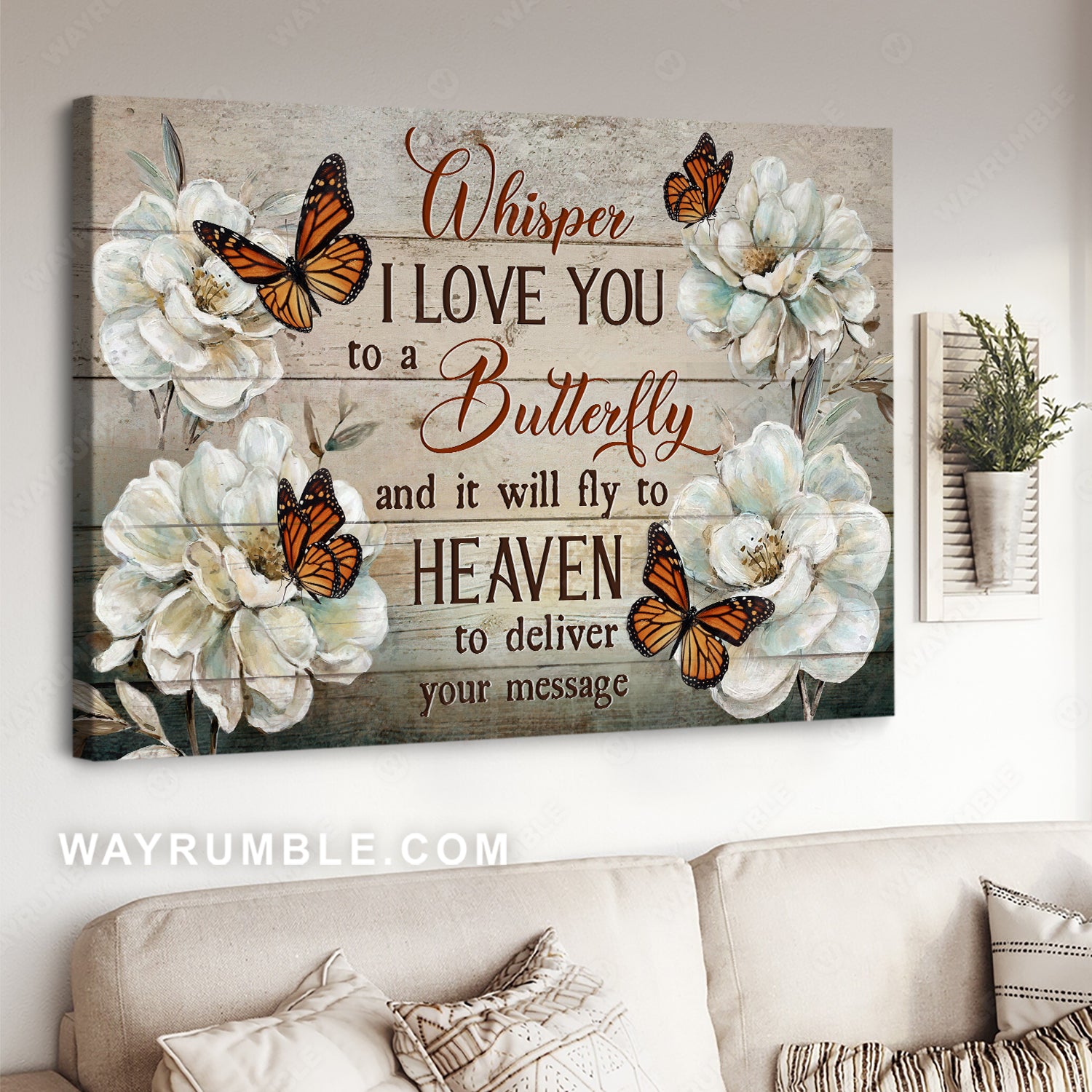 Pretty camellia, Monarch butterfly, Whisper I love you to a butterfly - Heaven Landscape Canvas Prints, Wall Art