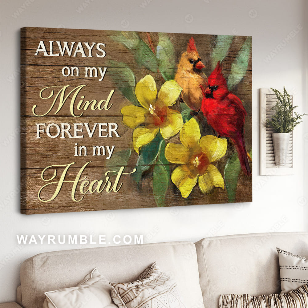 Yellow bell flower, Watercolor cardinal, Always on my mind - Heaven Landscape Canvas Prints, Wall Art